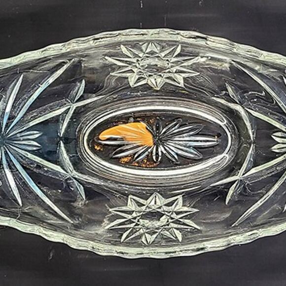 Vintage Cut Glass Pickle Boat (EAPC / Star of David) - Picture 1 of 4